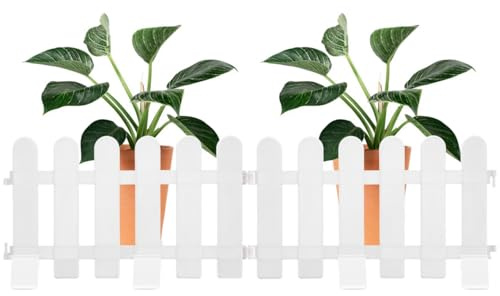 Gadpiparty 2pcs White Plastic Garden Fence with Round-top Design and Base Decorative Lawn and Plant Borders for Driveways Versatile Picket Fence Panels to Enhance Outdoor Aesthetics and