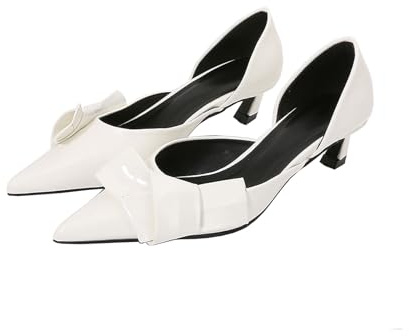 WQHPLMD Women's Low Kitten Heel Pointed Toe Pumps Classic Dress Heeled Shoes for Office Work 4cm