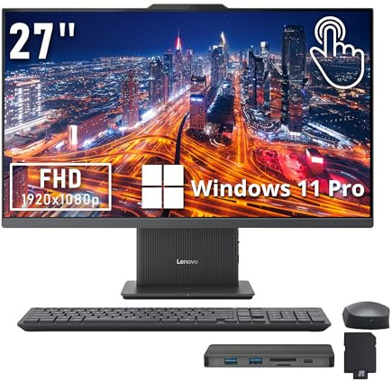 Lenovo IdeaCentre All-in-One Desktop, 27 FHD Touch Display, Intel i7-13620H, 64GB DDR5, 2.28TB Storage (2TB SSD+288GB Docking Station Set), 5.0MP Camera, Wireless Mouse & Keyboard, Win 11 Pro, Gray
