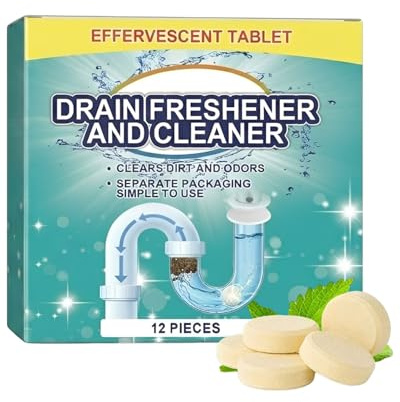 GAJUS 12 Pastillas Limpiadoras de Desagüe, Limpieza Profunda y Eliminación de Olores para Desagües de Baño, Inodoros y Lavabos, Acción Rápida, Suministro Duradero