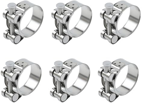 ZKAILCF Collier à Boulon Articulé en Acier Inoxydable 23-25mm 6Stk | Collier Boulon Articulé Haute Pression Réglable pour Moto Voiture et Camion Accessoires Tuyaux D'échappement