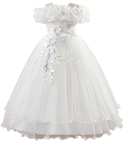 Vestido niña 7-12 Hombros Fuera tutú Elegante, Boda Fiesta Informal Princesa niñas