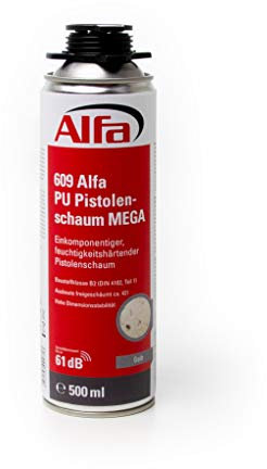 Alfa PU Pistolenschaum 1K 12 x 500 ml (6 Liter) einkomponentiger feuchtigkeitshärtender Pistolenschaum (12)
