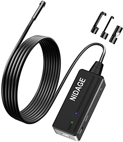 NIDAGE Wireless Endoscope Camera with Light HD Waterproof WiFi Borescope Flexible 5.5MM Automotive Snake Inspection Camera Compatible Android and iOS Smartphones, iPhone, iPad, 4.92FT