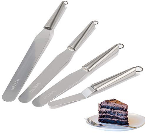 LEGERM 4 stück Edelstahl Tortenspachtel, Professionelle Winkelpalette und Spachtel als Streichpalette für Torten zum Backen