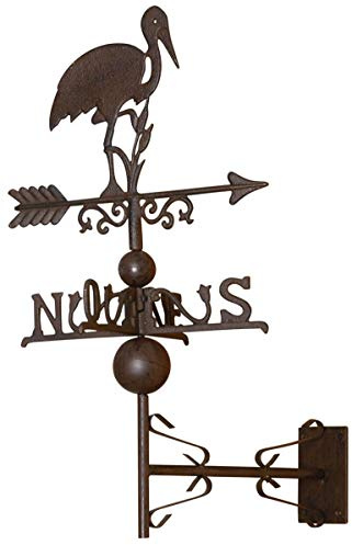 AUBRY GASPARD - Girouette Cigogne Frise Fonte - L 44 cm - H 64 cm - P 33 cm - Fixation Toit/Pignon - Installation Facile - Poids 3,38 kg - Décoration Jardin Esthétique Originale