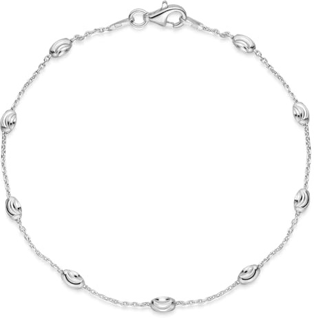 Damen Armband Silber 925 mit Kugeln - Feine Armkette 19cm lang | Armkettchen aus 925 Sterling Silber rhodiniert oder vergoldet für Frauen Made in Germany von MATERIA by Matthias Wagner