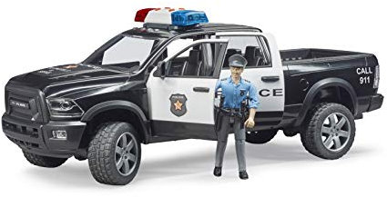 Bruder 02505 - RAM 2500 Polizei Pickup mit Polizist und Light and Sound Modul - 1:16 Fahrzeug, Einsatzwagen, Spielzeug