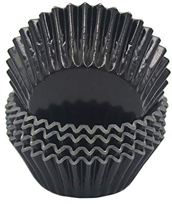 Mombake Einweg-Backförmchen aus Standard-Folien Papier, Muffin-Cupcake-Förmchen für Partys und mehr (Schwarz, 100 Stück)