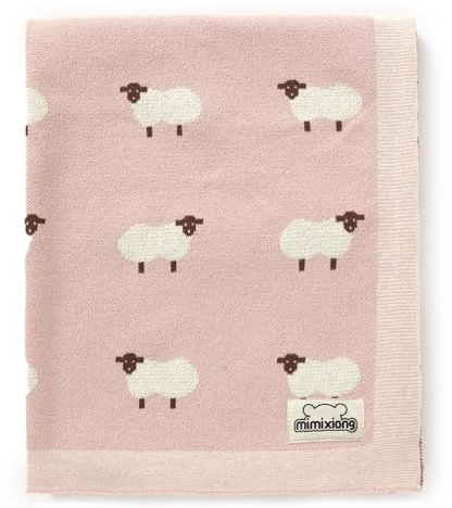 mimixiong Baby Blanket for Newborn - 100% Cotton Knit Double Layer Soft Baby Blankets Baby Gift - Baby Essentials for Newborn, 80x100cm (Light Pink)