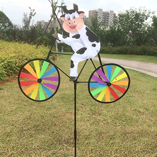 Buwei Mignon 3D Animal sur Vélo Moulin À Vent Whirligig Jardin Pelouse Cour Décor Vent Spinner