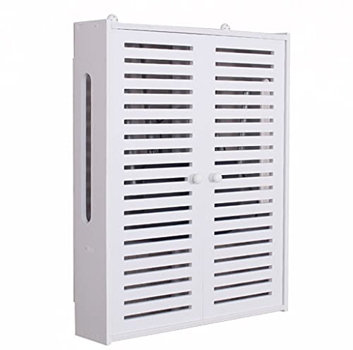Wandmontierte Routerhalterung Schwimmende Regale WiFi Aufbewahrungsbox Hider Router Rack Desktop Aufbewahrungsbox Wandmontierte TV Set Top Box (Color : White-A, Size : 50x42x10cm)