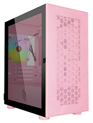 Noua Phobia L10 Rose Case Micro-ATX pour PC Gaming Mini Tour 0.60MM SPCC Ventilateur Blanc RGB Rainbow Frontal Mesh & Panneau Latéral en Verre Trempé Fermeture Magnétique