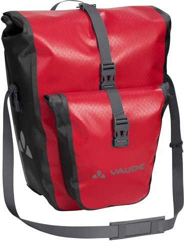 VAUDE Fahrradtasche für Gepäckträger Aqua Back Plus Single 1 x 25 L in rot, Hinterradtasche wasserdicht, Fahrrad Gepäckträgertasche hinten, einfache Befestigung – Made in Germany