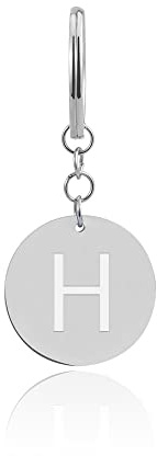 Porte-clés lettre avec jeton de caddie - Pendentif personnalisé avec gravure en acier inoxydable argenté - Décrocheur de caddie pour tous les caddies