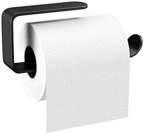 Gvolatee 1 pièce 16CM Porte Papier Toilette Alliage d'aluminium Mat, Support Derouleur Papier Toilette Murale Perçage avec Vis Fixes, Stable Porte-Papier Devidoir Distributeur Toilette Noir