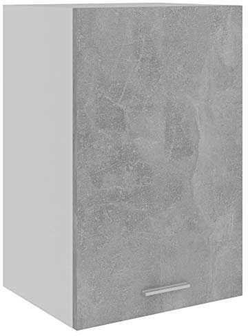 Mogou Hängeschrank, Hängeglasschrank Küche, Küchenschrank, Schrank Mit Glastüren, Küchenhängeschränke, Wandvitrine Hängend, Betongrau 39,5x31x60 cm Spanplatte