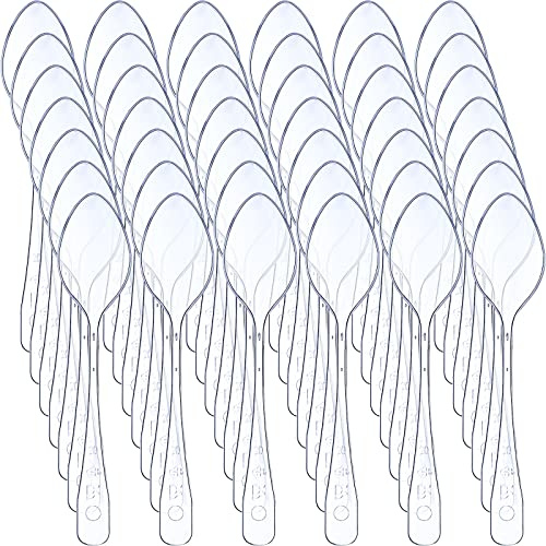 Nuogo 500 Pcs Clear Mini Spoons for Desserts 3.7 Inch Small Plastic Disposable Spoons Bulk Tiny Serving Utensils for Cake, Sample, Ice Cream, Appetizer, Pudding