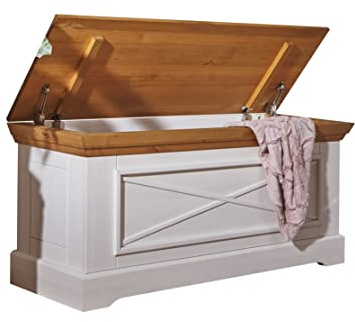 Woodroom Truhe Oslo in Kiefer massiv (BxHxT 109x50x42 cm) Weiß