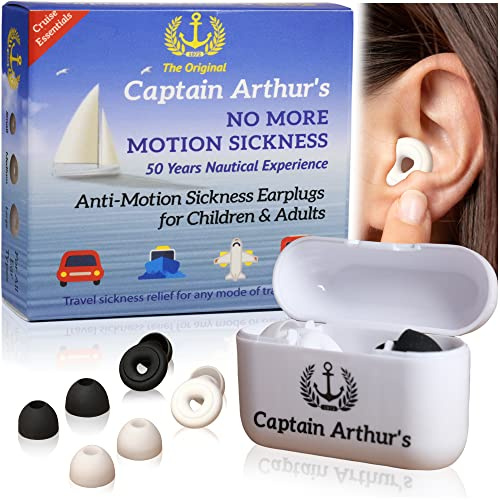 No More Motion Sickness Earplugs by Captain Arthur for Adults & Kids – Anti Nausea Seasickness & Car Sickness Relief – Cruise Ship Essentials