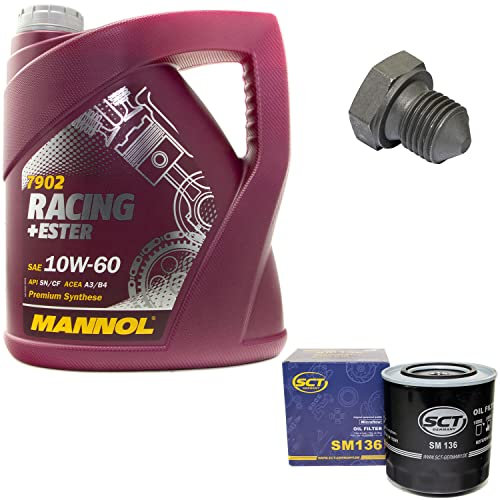 Motoröl Set Racing+Ester 10W-60 4 Liter + Ölfilter SM136 + Ölablassschraube 03272