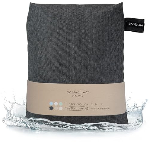 BADESOFA® Badewannen-Sitzkissen in Anthrazit | Badewannenkissen für Hüfte & Gesäß, Handgefertigt in Europa, Waschbar & Schnelltrocknend, Spa Kissen für hohe Badewanne
