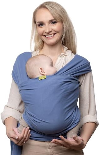 Boba Tragetuch Baby, Elastische Baumwolle, Neugeborene, Vintage Marineblau | Atmungsaktives Tragetuch für Freihändiges Tragen; Ergonomischer, Sicherer Halt für Neugeborene bis Kleinkind, 3-16 kg.