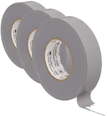 3M Temflex TGRA1925 Temflex 1500 Vinyl Elektro-Isolierband, 19 mm x 25 m, 0,15 mm, Grau (Packung mit 3)