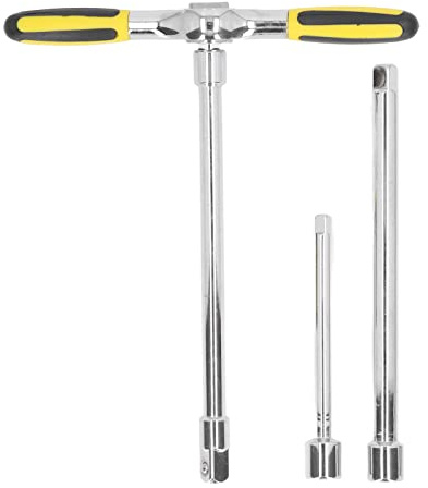 Juego de Llaves de Trinquete con Mango En T, Llave con Mango En T de Accionamiento con Llave de Tubo con Mango Giratorio de Velocidad de Largo Alcance para Destornillador de Trinquete y Reparación
