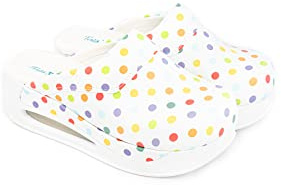 Terlik Sabo Air ST220 MAX Zuecos de Cuero Mules Zapatillas Zapatos Sabot, Mujer, Lunares Coloridos, EU 41