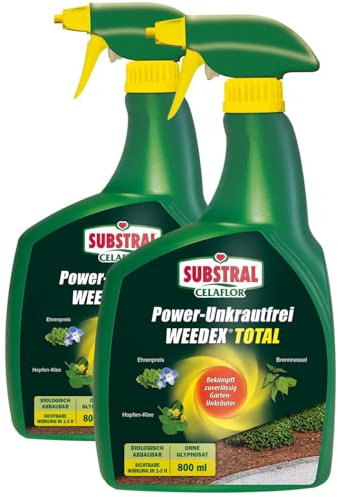 RBS24 Sparpaket Substral Power Unkrautfrei Weedex Total anwendungsfertiger Unkrautvernichter gegen Unkräuter, Moos und Gräser 2 x 800ml
