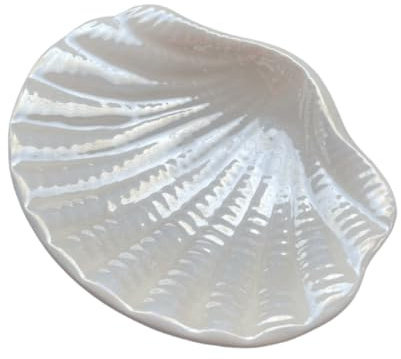 FORLONG Ceramic Ocean Seashell Soap Dish, for Bathroom,Tub and Kitchen Sink-White