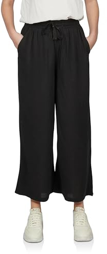 DENIMFY Palazzo Pantaloni da donna estivi 7/8, Loose Fit, DFKate, gamba larga, pantaloni estivi leggeri, in tessuto, lunghezza alla caviglia, vita elasticizzata, tinta unita, fantasia, viscosa, verde
