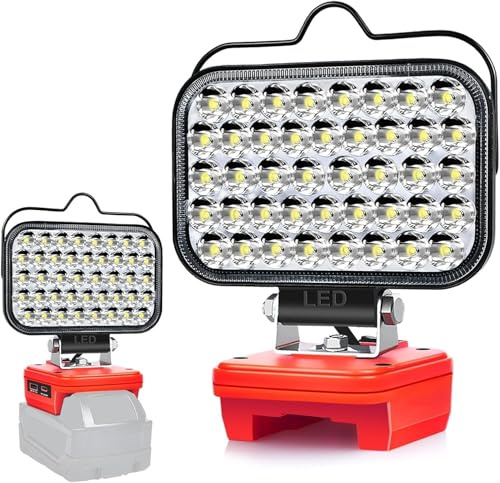 Lámpara LED recargable para batería Milwaukee de 18 V, 80 W, lámpara de astillero alimentado por batería, proyector LED recargable con carga tipo C y USB (sin batería)