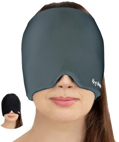 Hey Nature Migräne Maske - kühlende & wärmende Maske bei Kopfschmerzen | Hilft schnell bei Kopfschmerzen, Sinusitis & Ohrenschmerzen, geschwollenen Augen | kalt + warm anwendbar | Schlafmaske