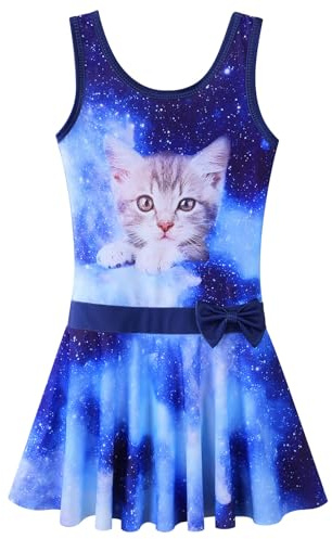 ZNYUNE Mädchen Einteiler uv Badebekleidung uv Kleidung Kinder bade Shirt mädchen S472 NavyCat 152/158