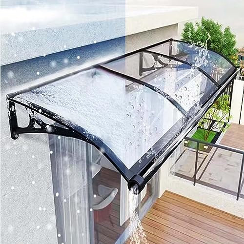 Rain Shelter Cover,Polycarbonate Plate and Aluminium Frame Front Door Canopy Awning Patio Porch Awning,Outdoor Garden Canopy Transparent UV Rain Snow Sunlight Protection (100X490cm/39inX193in,100cm)
