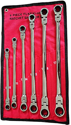 Lot de 6 clés à cliquet extra longues en acier 72 dents avec Metri