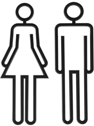 CENPEK Toilettenschild mit Symbolen für Männer und Frauen – stilvolles schwarzes Badezimmerschild für Toiletten, Toiletten und Kleiderschränke