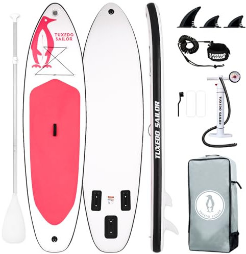 Tuxedo Sailor Stand Up Paddling Board 320 cm Aufblasbares Stand-Up Paddle Board für Adults mit SUP Zubehör, Stand Up Paddelbrett für Alle Könnensstufen (Pink)