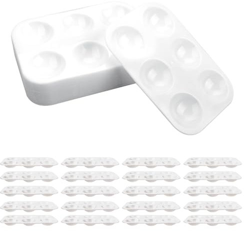 20 Stück Mischpalette 12cm X 8.5cm,Aquarell Mischpalette Acrylfarben,6 Gitter Palette, Malpalette Mischpalette für Aquarell Acryl und Ölmalerei