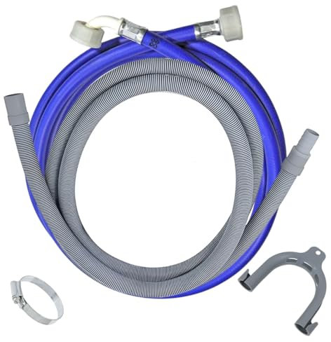 Universal Washing Machine Hose Kit – Extra Long 3.5m Cold Water Inlet Pipe and 2.5m Drain Hose Extension for Washing Machine Hose Extension and Easy Installation.
