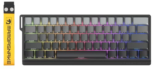 MAMBASNAKE X60 HE Rapid Trigger Magnetic Keyboard, 0.01mm RT Accuracy Gaming Keyboard, Magnetic Switch, Tri-Mode, 0.125ms Latency, 8K Polling Rate, 4000mAh, for Gamer - Black