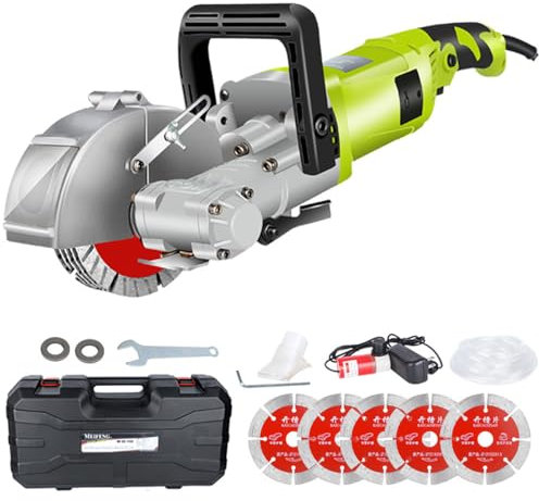 Electric Wall Chaser 4000W Cutting Machine - 7500 RPM, 5 Slotted Pieces, Water Pump, 0-37mm Cutting Depth, 33mm Slotting Width for Granite, Marble, Concrete, and Stone