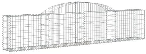 Panier de Gabion, Panier à Pierre Gabion Mur de Soutènement Clôture de Jardin arqué 300x30x60/80 cm Fer galvanisé