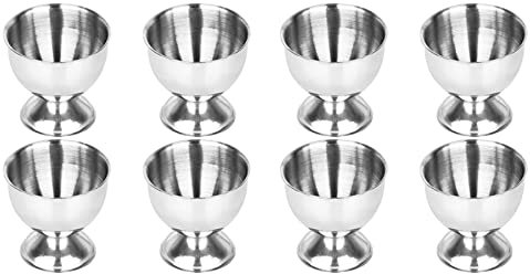 Reinscer 8X Coquetiers Set ŒUfs en Acier Inoxydable ŒUfs Durs et Porte-Outils de Plateau Souple Cuisine, Argent