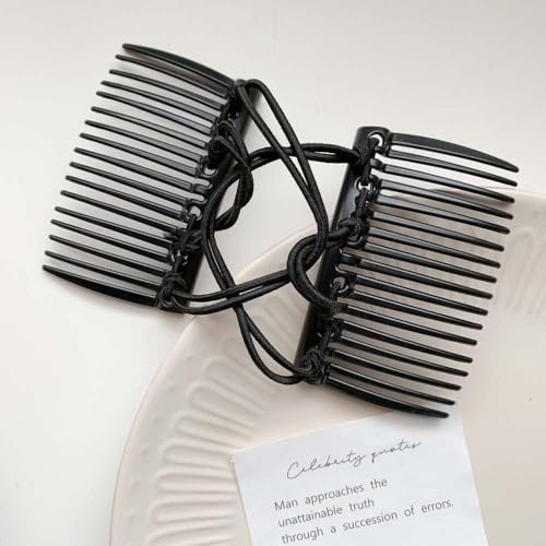 Doppelkamm Haarspange, Verstellbare Magische Haarnadel, Haarstyling, Magische Haarkämme für Frauen, Schwarz
