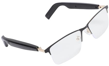 VELATEMOR AI Smart Lunes, Bluetooth 5.4 Mic intégré et Haut-Parleur, IP54 Proof Blue Filtring Vocal Contrôle des Lunettes Intelligentes pour Les Hommes, Meeting Trade Business HY C8