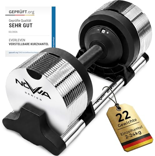 Verstellbare Kurzhantel 24kg | Nova Series | 24kg | 32kg | 40kg | 22 Gewichtseinstellungen | Einzelhantel | Verstellbare Hantel | Hantel einstellbar und platzsparend | Adjustable Dumbbell [NOVA³ LOCK]