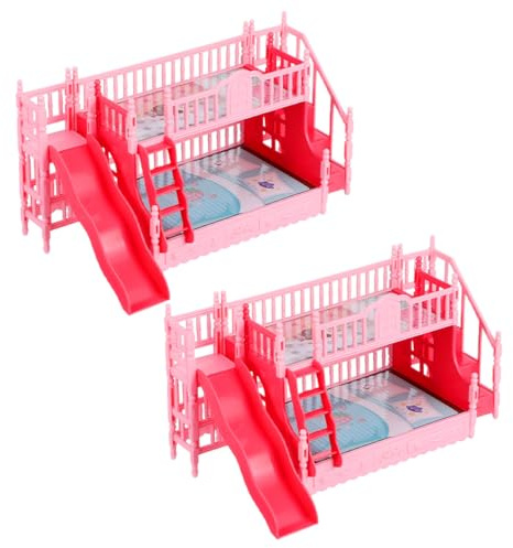 Toddmomy 2 Pièces Lit Superposé Poupée avec Toboggan et Escalier Mobilier Miniature pour Maison de Poupée Accessoires de Jeu Imitation pour Filles Décoration Chambre Garçon Fille